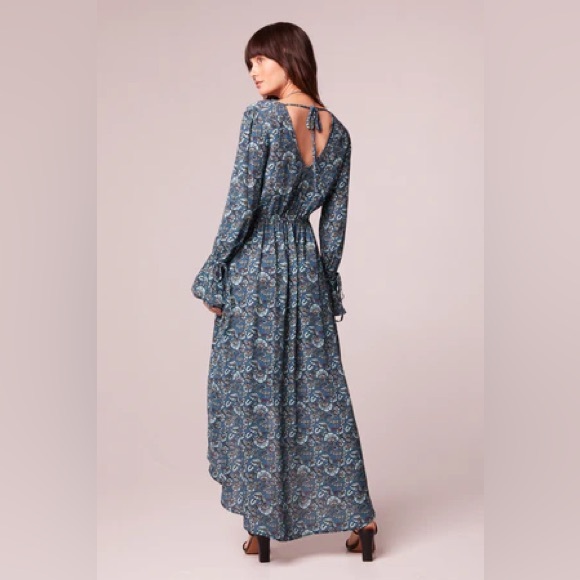 Jewel Teal Floral Wrap Long Sleeve Maxi Dress Size Small - Picture 6 of 14